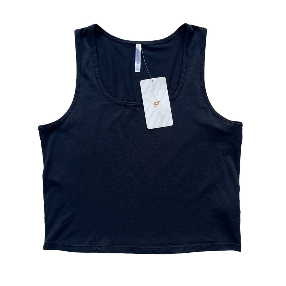 Fabletics Womens Size XL Black Cropped Cotton Blend Athletic 24-7 Britt Tank Top